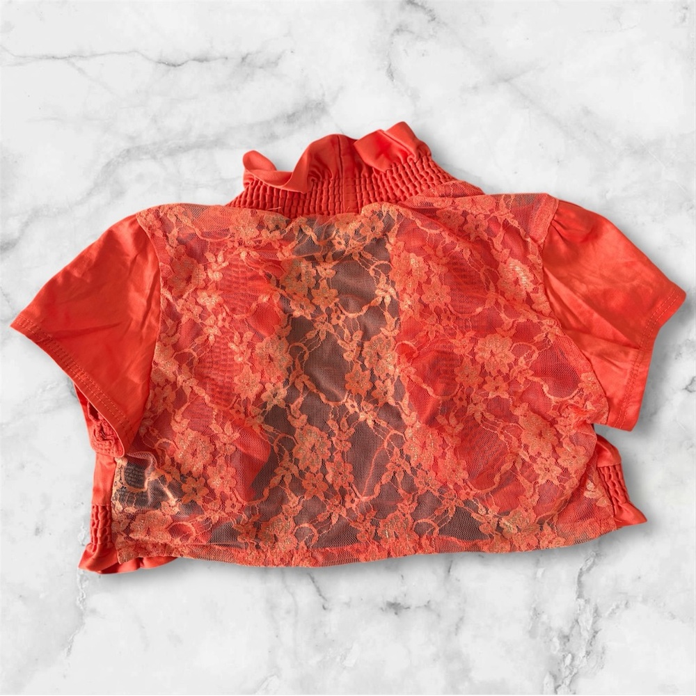 Orange Lace Ruffle Shrug - Picture 5 of 5
